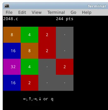 2048.c – Spielansicht