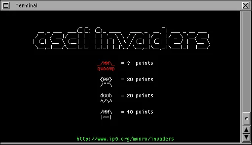 ascii-invaders – Spielansicht