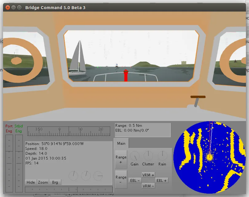 Bridge Command – Spielansicht