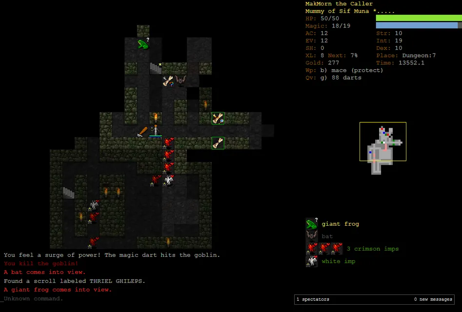 Dungeon Crawl Stone Soup – Spielansicht