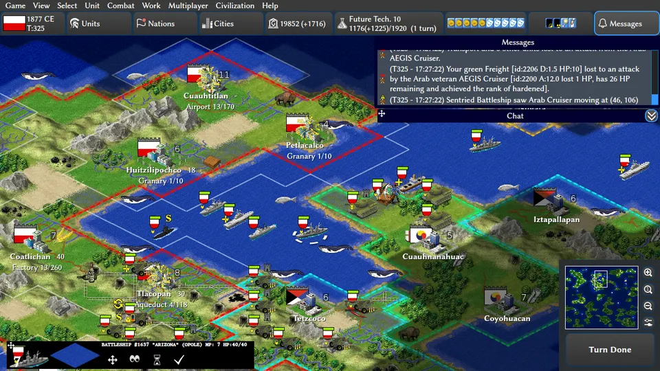 Freeciv21 – Spielansicht
