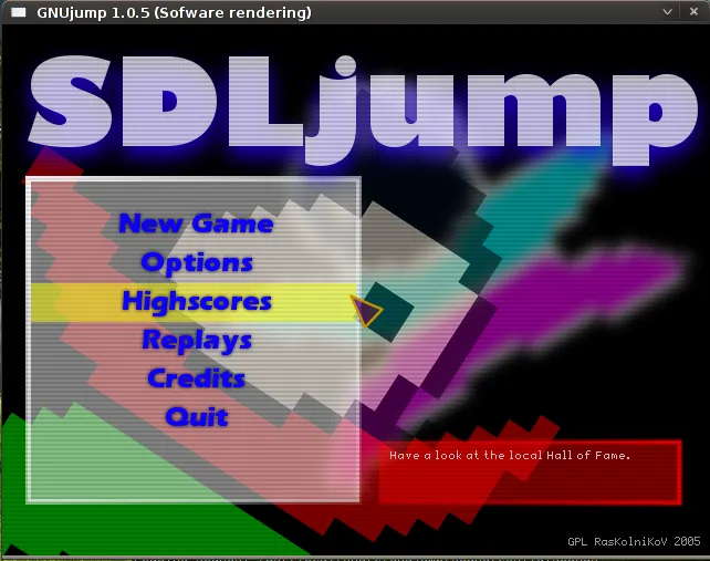 GNUjump – Spielansicht