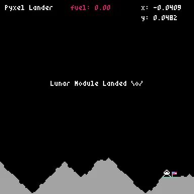 Pyxel Lander – Spielansicht