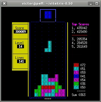 vitetris – Spielansicht
