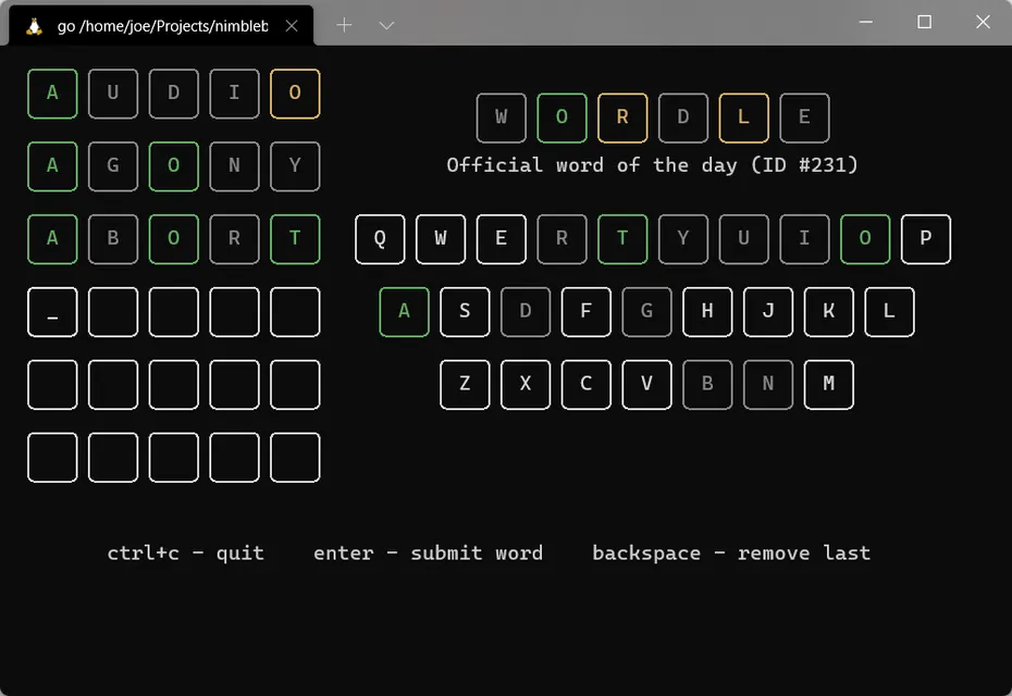 Wordle CLI – Spielansicht